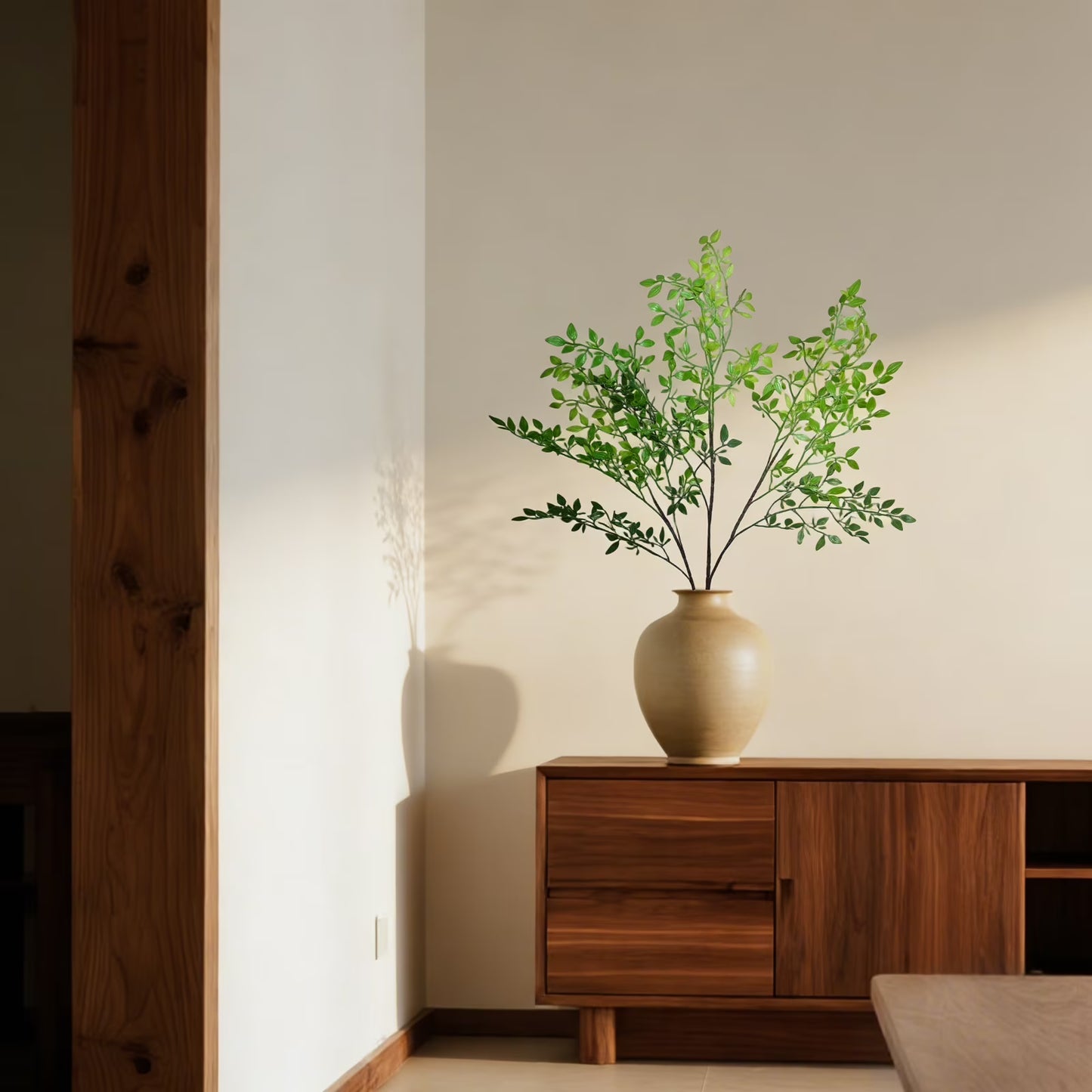 ‌simeccom 2Pcs 41.74" Artificial Nandina Tall Plants - Green Greenery Stems Fake Branches for Vase, Wedding Shop Garden Office Indoor Home Decor