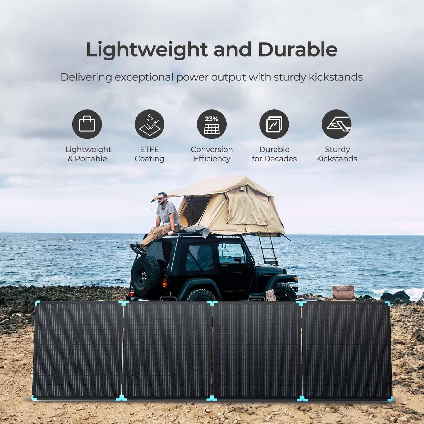 Renogy 16BB 400W Lightweight Solar Panel, IP68 Waterproof, Foldable Solar Panel for RV, Camping, Off-Grid, Fast Installation