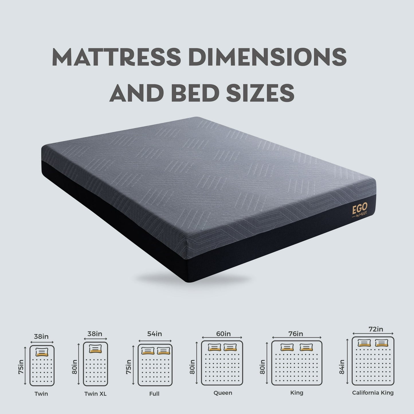 MLILY Ego Black 10 inch Gel Memory Foam Mattress, Queen Mattress in a Box, Medium
