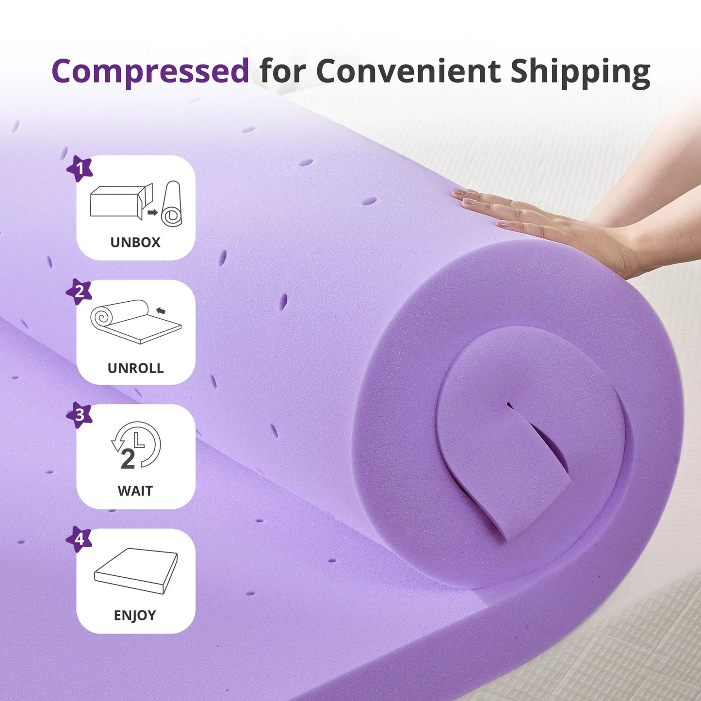 EGOHOME 4 inch Twin Mattress Topper, Memory Foam Pad with Lavender Gel