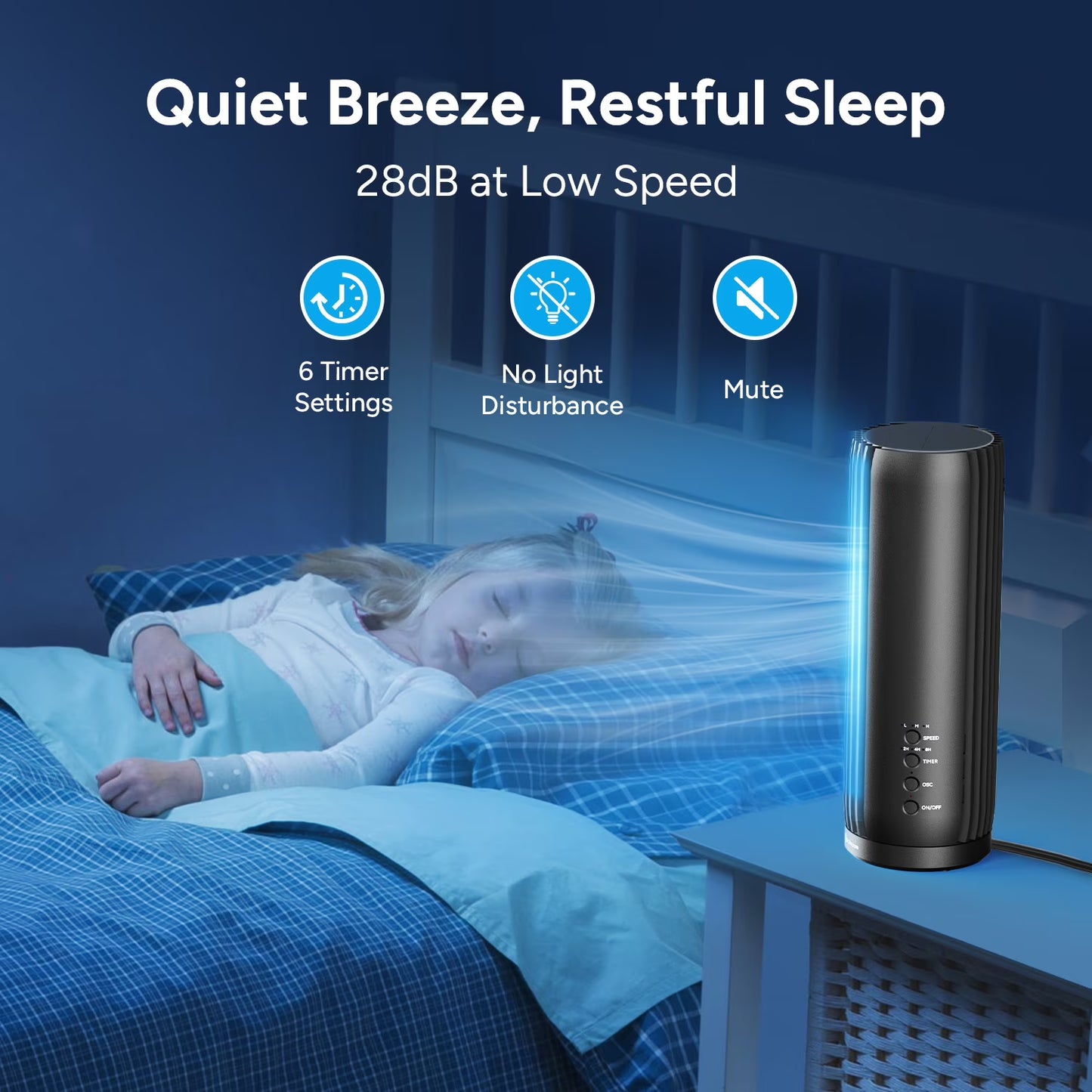 Dr. Prepare 12.7" Bladeless Tower Desk Fan with Remote, Quiet 28 dB Table Fan for Bedroom