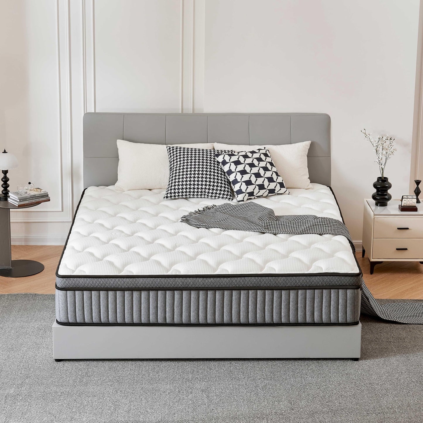 Giovanly Full Size Mattress 12 inch Hybrid Medium Firm Mattresses in a Box, Memory Foam and Individually Wrapped Pocket Coils for Motion Isolation & Edge Support, CertiPUR-US Certified