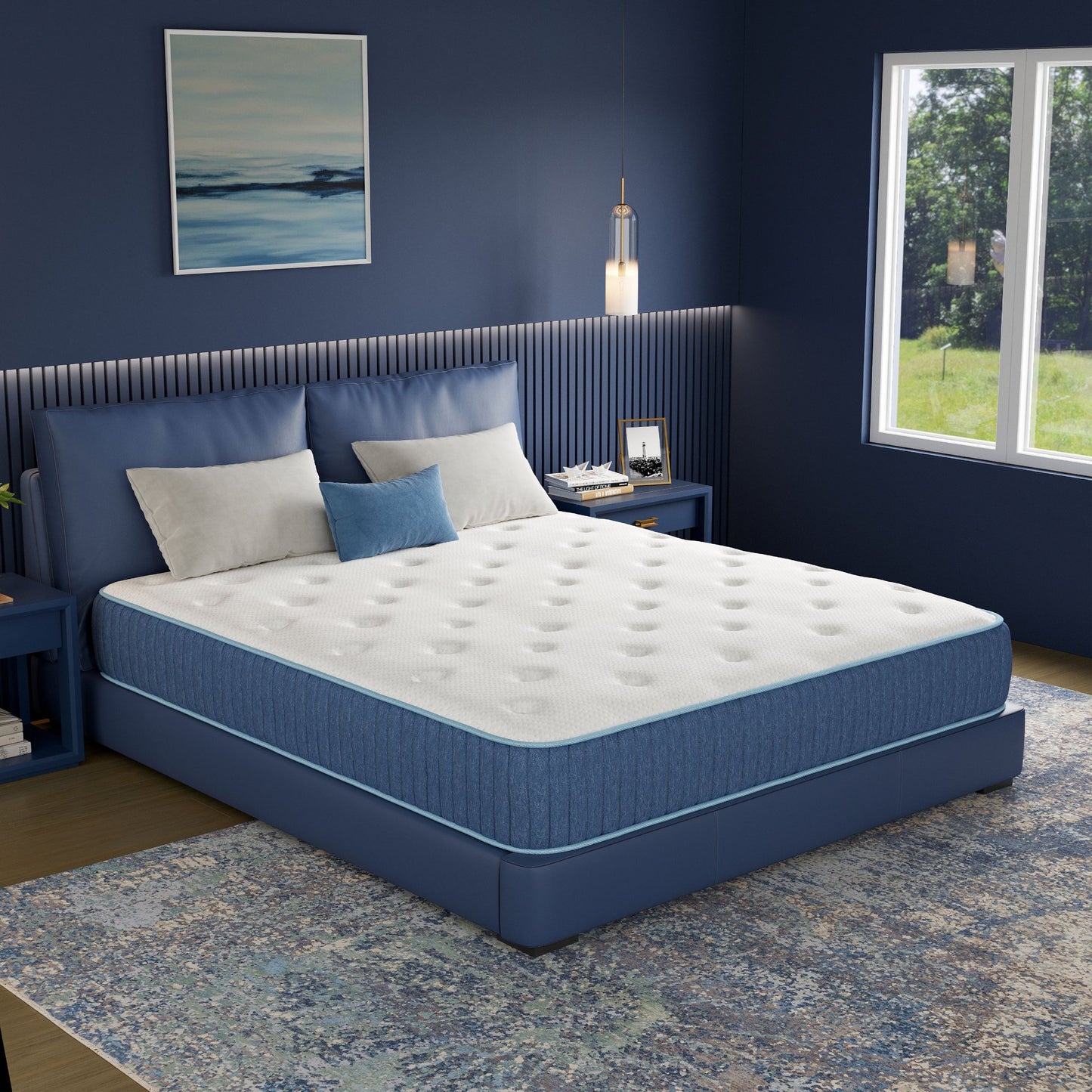 EGOHOME Full 10 inch Hybrid Mattress with Individually Wrapped Pocket Coils, Medium, Pressure Relief, Mattress in a Box