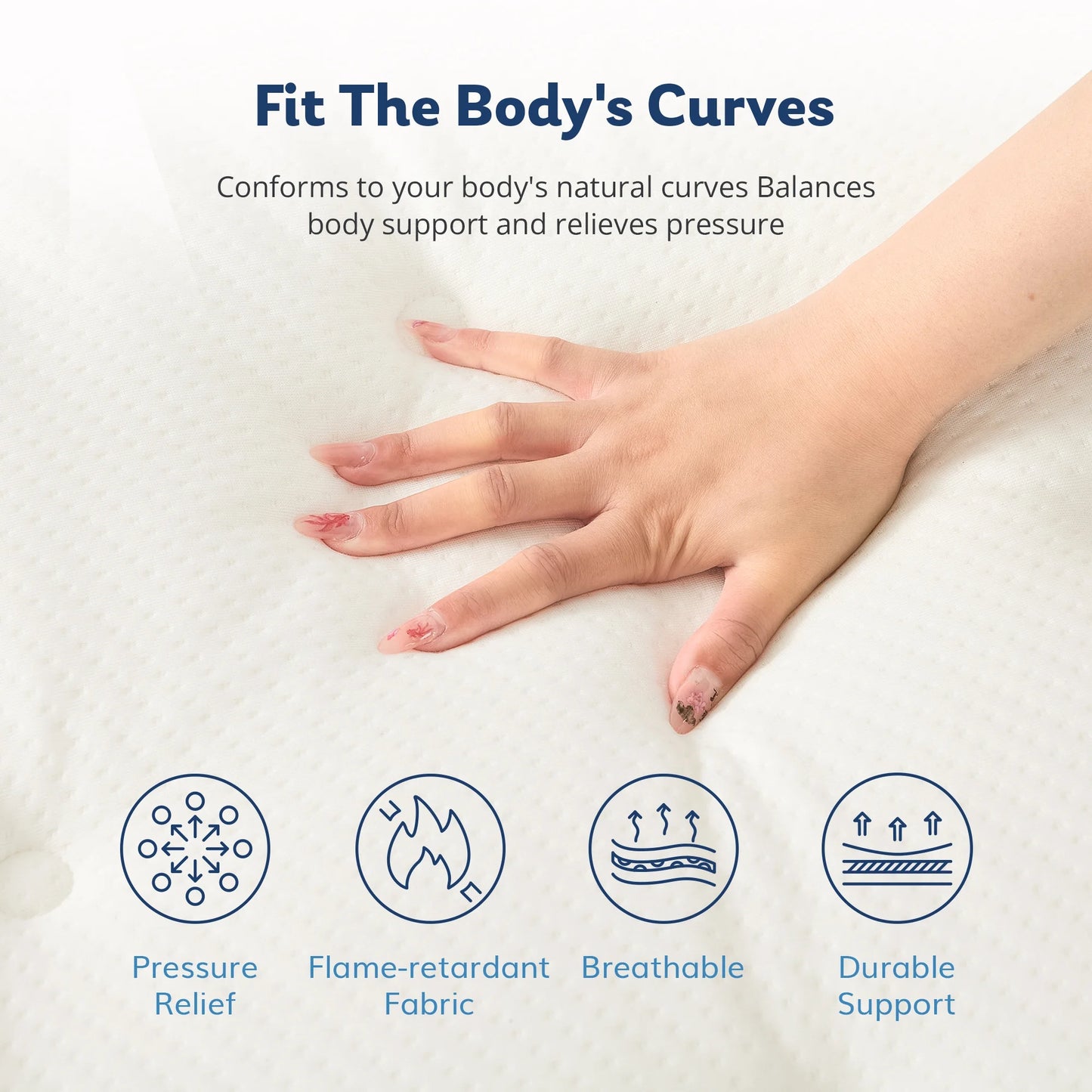 TechForma King Hybrid Mattress, Zoned Pocket Springs & High-Density Foam, Medium Support, Breathable and Flame-Retardant Fabric, Ideal for Couples, Seniors & Combination Sleepers