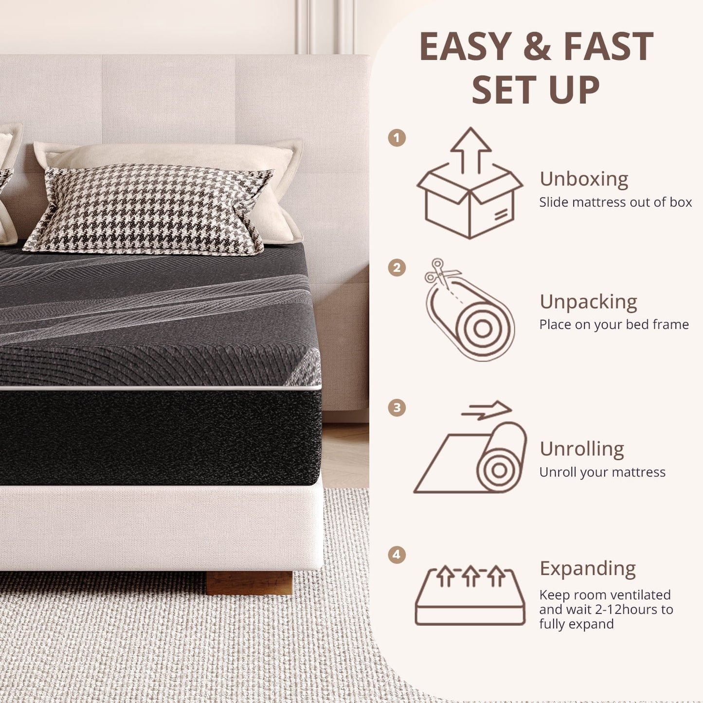 TechForma Full Mattress 10 inch Gel Memory Foam Mattress, Pressure Relief, Medium
