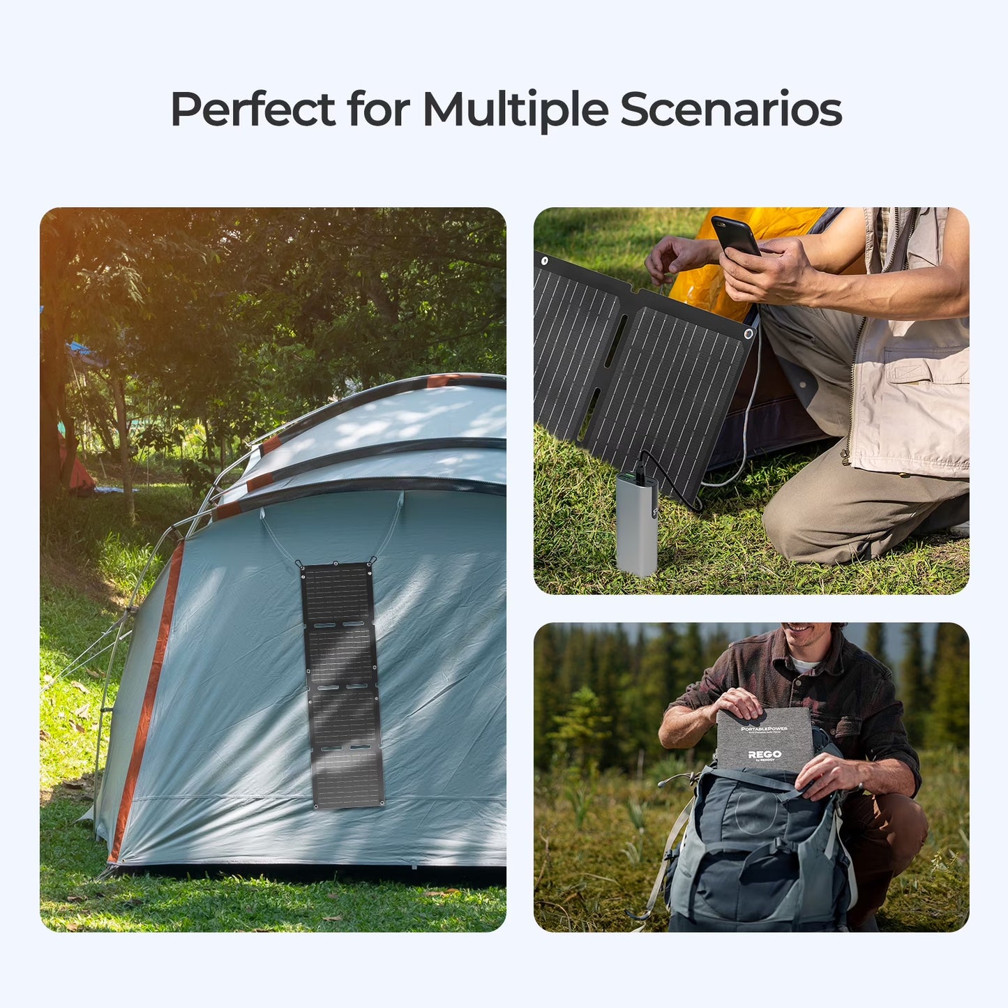 Renogy 30W Portable Solar Panel with 2 USB &1 DC Charging Ports, IP67 Waterproof, 18-month Hassle-free Warranty, Only 0.56kg/1.23lbs