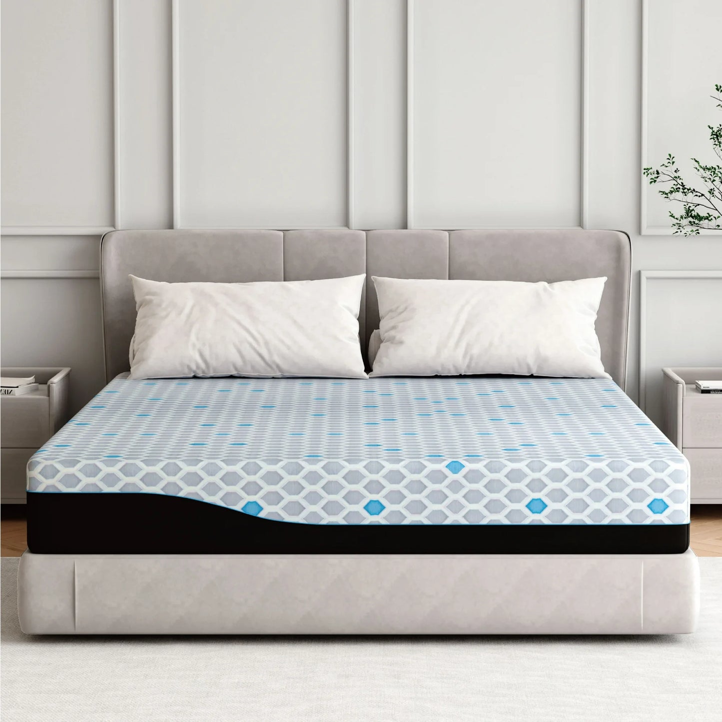 EGOHOME Charcoal 10" Gel Memory Foam Mattress，Twin Mattress in a Box，Medium