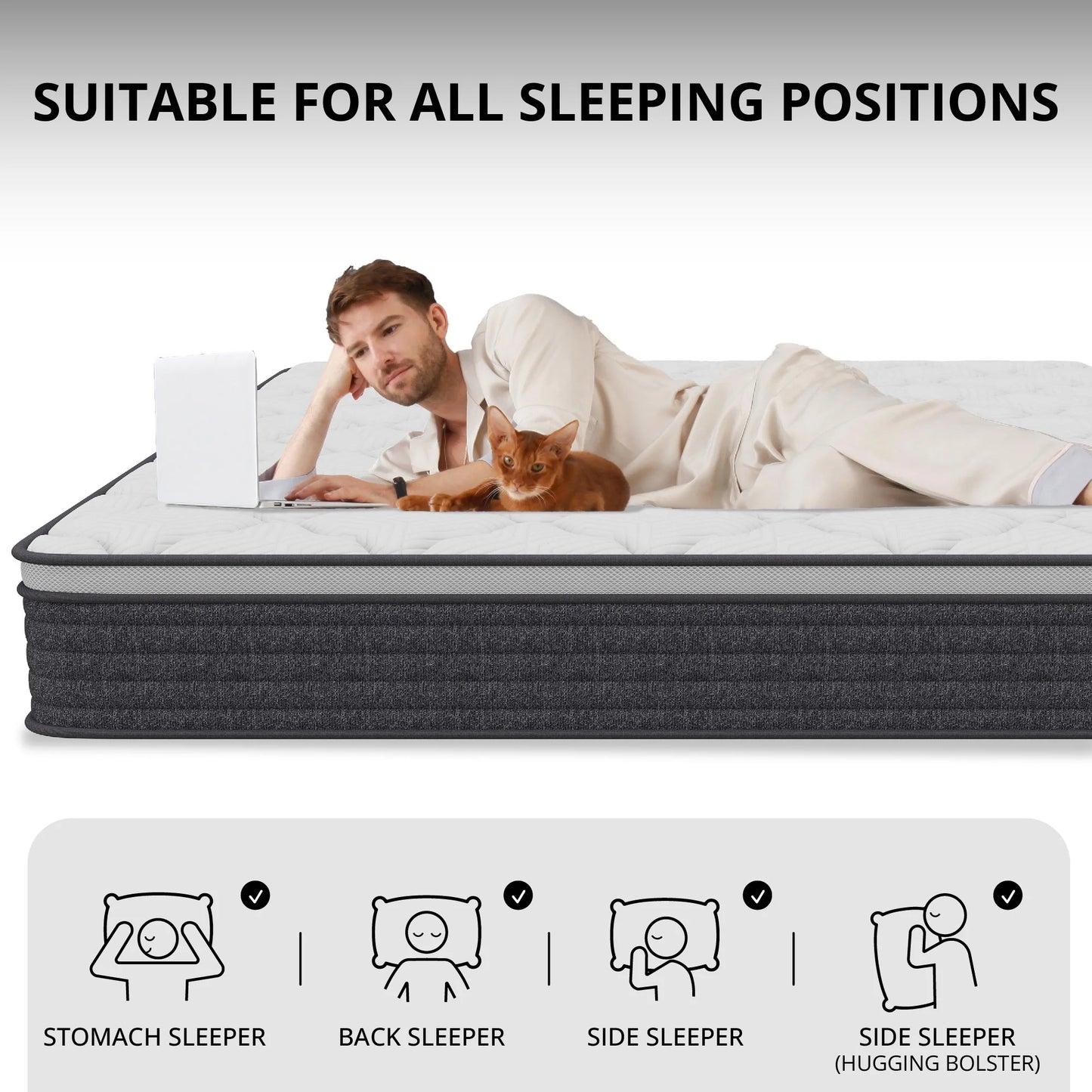 Arctus 12" Twin Hybrid Mattress in a Box,Medium Firm,Individual Pocket Springs, Pressure Relief