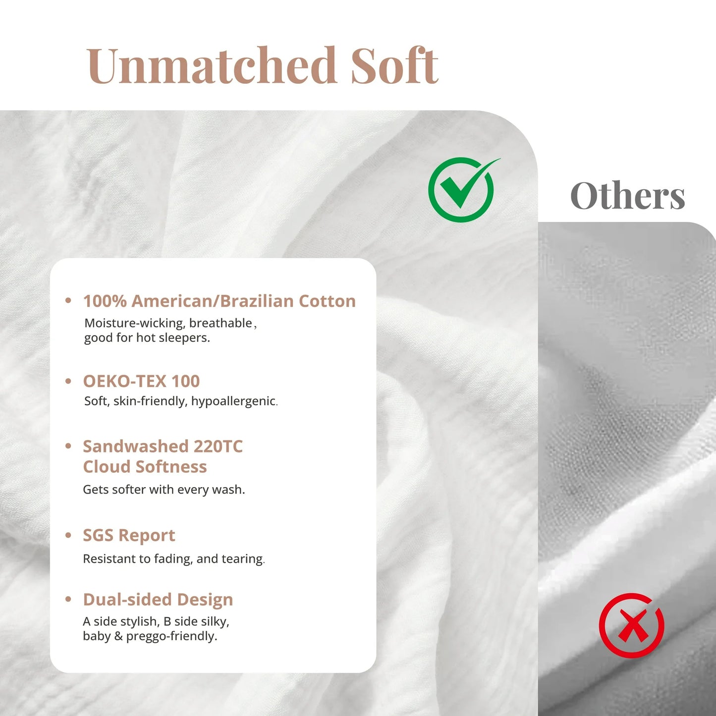 TechForma 100% Cotton Duvet Cover Set ,White Double Layer Gauze Bed Set, 3 pcs Breathable & Crisp Soft Duvet Cover Set,King
