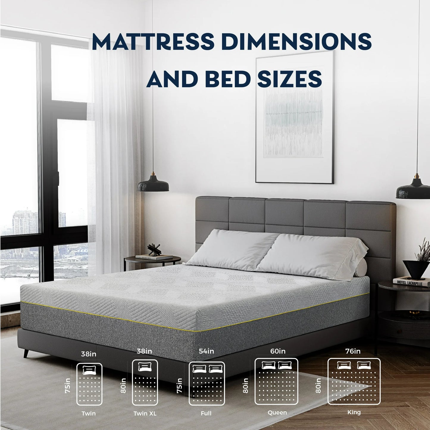 MLILY Ego 12 inch Gel Memory Foam Mattress, Queen Mattress in a Box