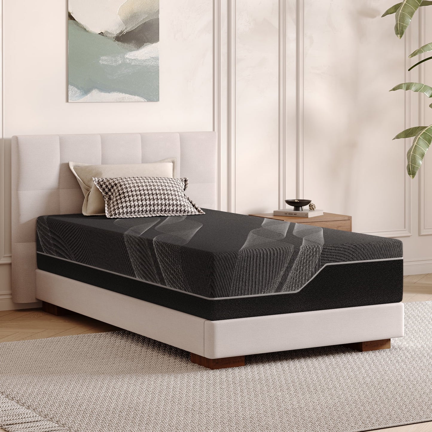 TechForma 14in Twin Gel Memory Foam Mattress in a box, Medium Firm, Black