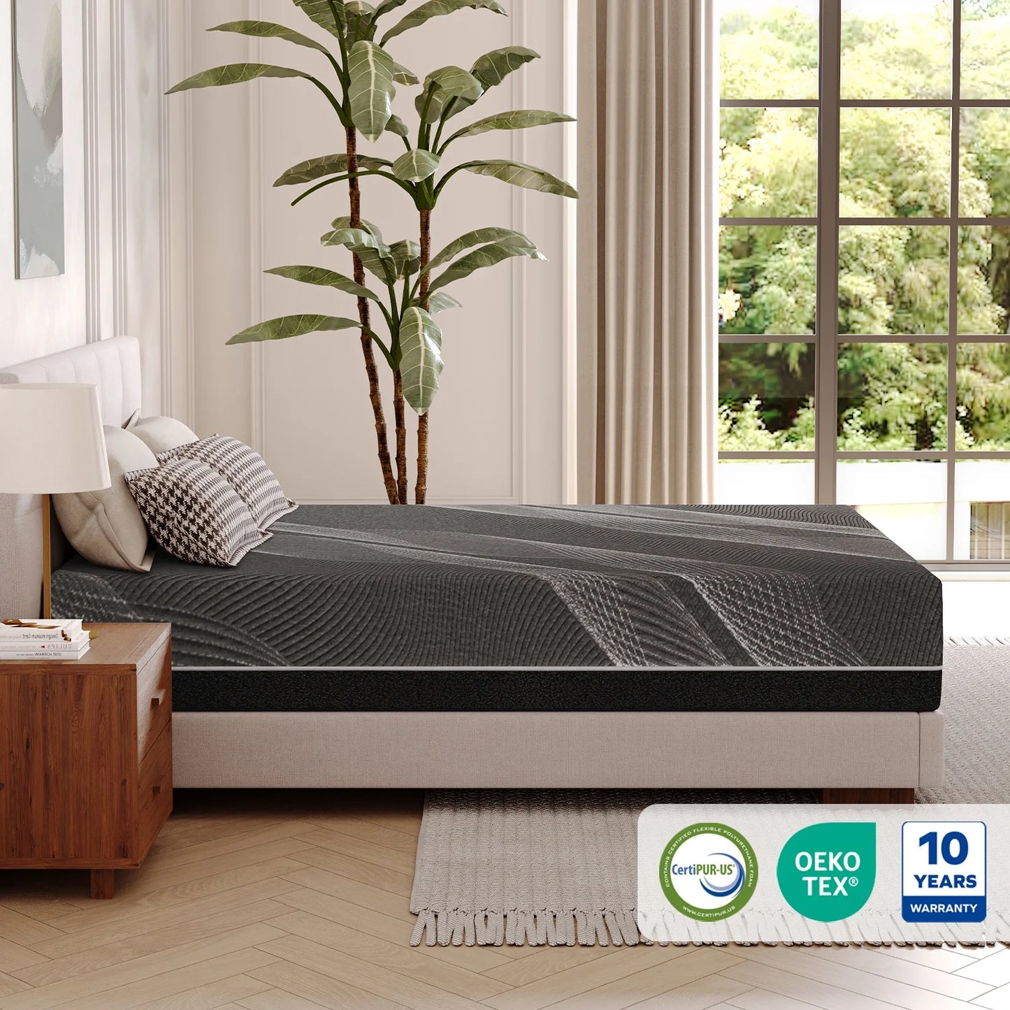 TechForma 14in Twin Gel Memory Foam Mattress in a box, Medium Firm, Black