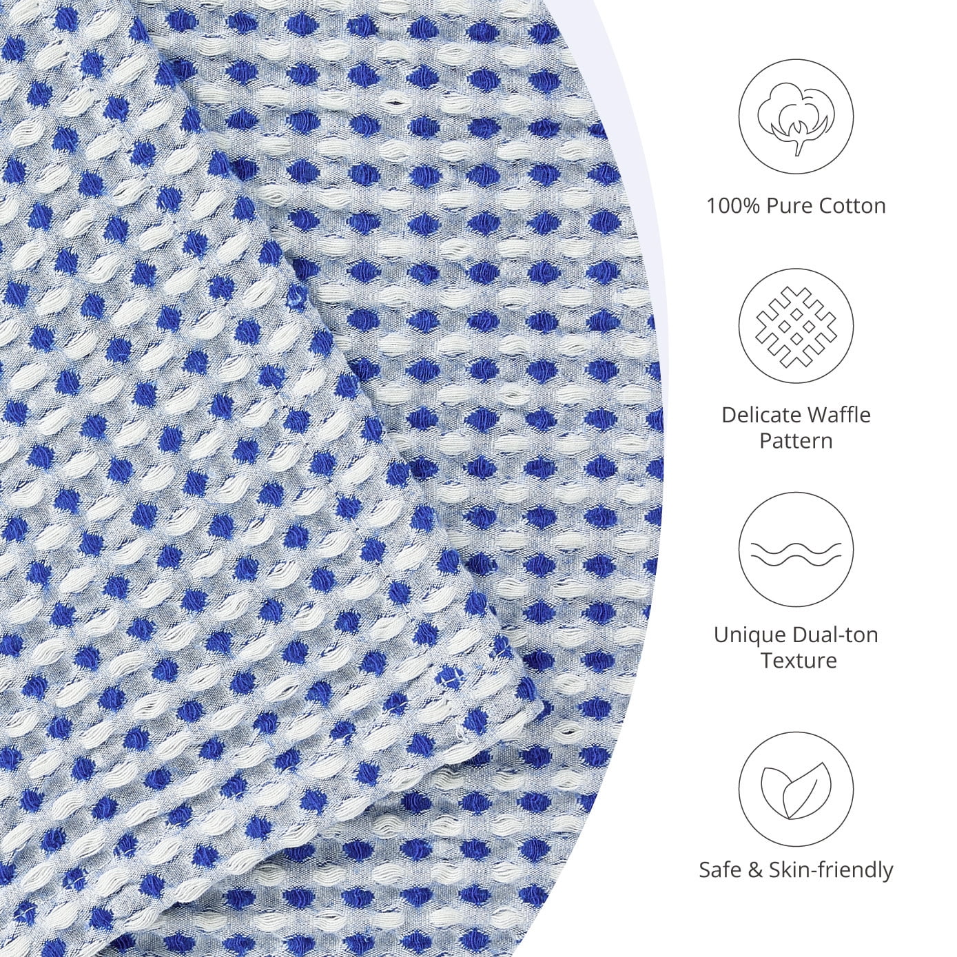 EGOHOME Waffle Blanket-100% Cotton Lightweight Oversize Yarn Dyed Bed Blanket for All Seasons, Midnight Navy Queen