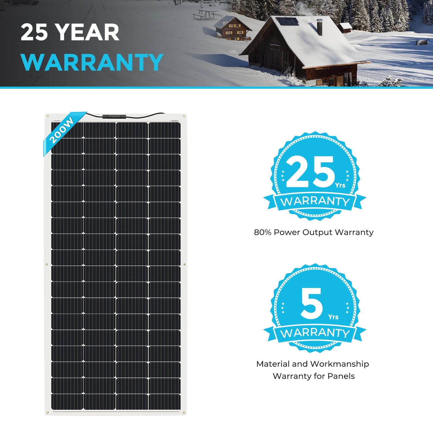 Renogy 200W Monocrystalline Semi-Flexible Bendable Solar Panel, Ultra Lightweight Super Thin and Durable for Marine, RV, Uneven Surfaces