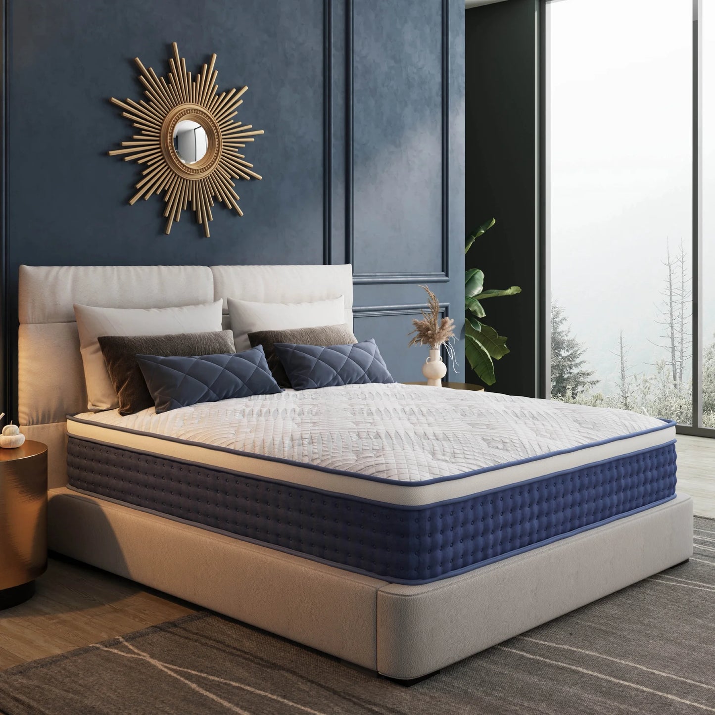 EGOHOME Twin XL 12 inch Hybrid Mattress, Pocketed Springs, Medium, Pressure Relief, Reinforced Edge, Mattress in a Box