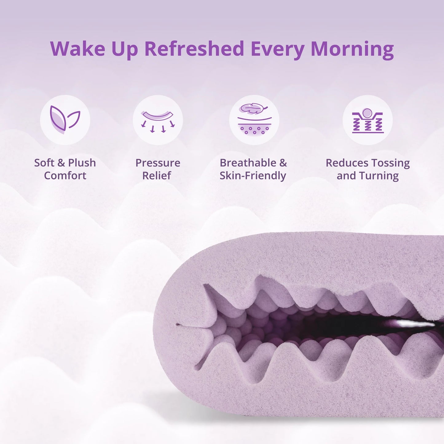 EGOHOME 2 inch King Size Memory Foam Mattress Topper,Egg Crate Foam Pad with Lavender Gel