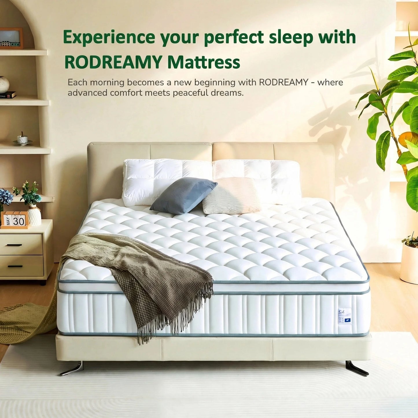 RODREAMY 12 inch Full Size Mattress Hybrid Mattresses in a Box with Pocket Springs, Pressure Relief, Breathable Comfort, Medium Firm, CertiPUR-US Certified