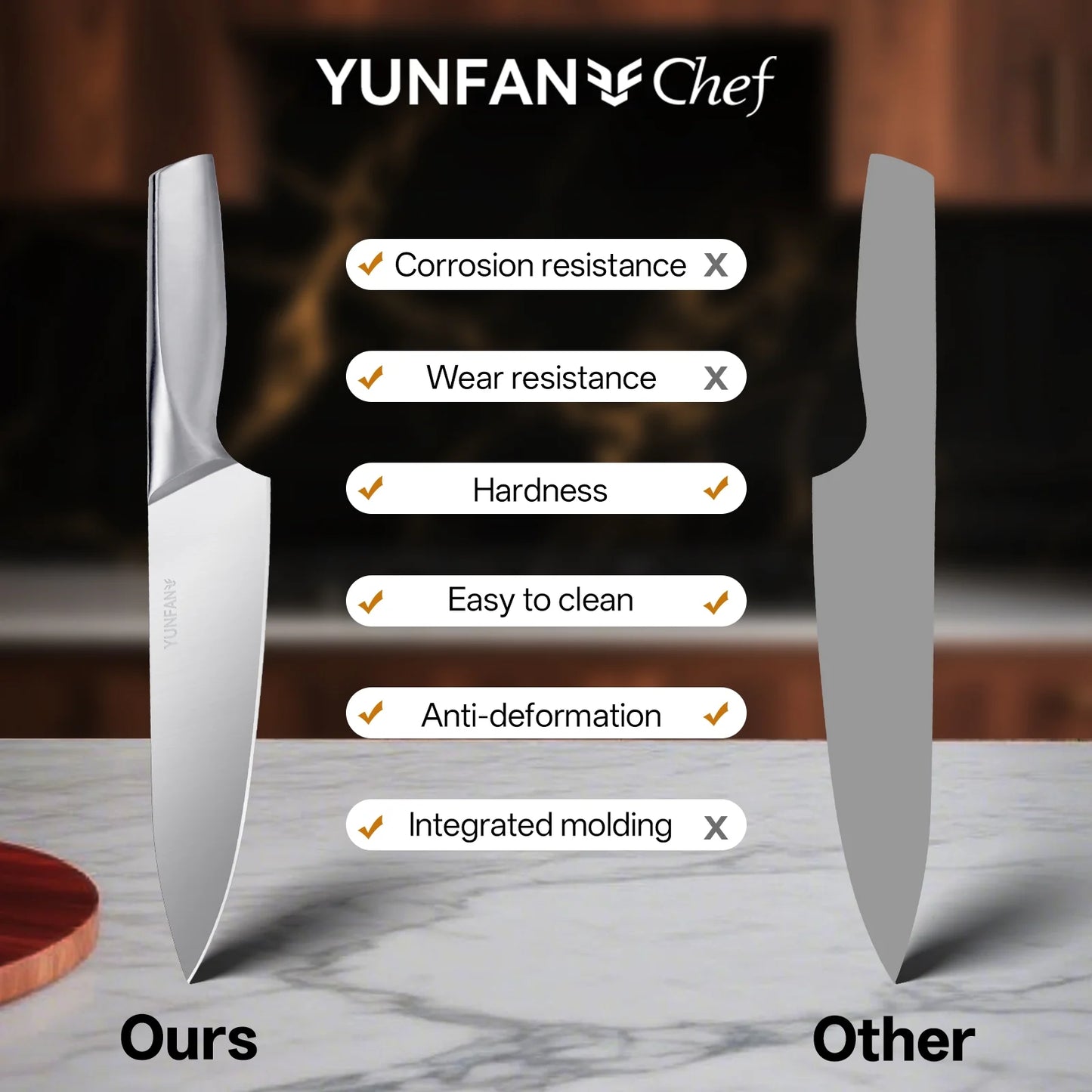Yunfan Professional Kitchen Knives, Sharp Knives for Kitchen High Carbon Stainless Steel, Sliver
