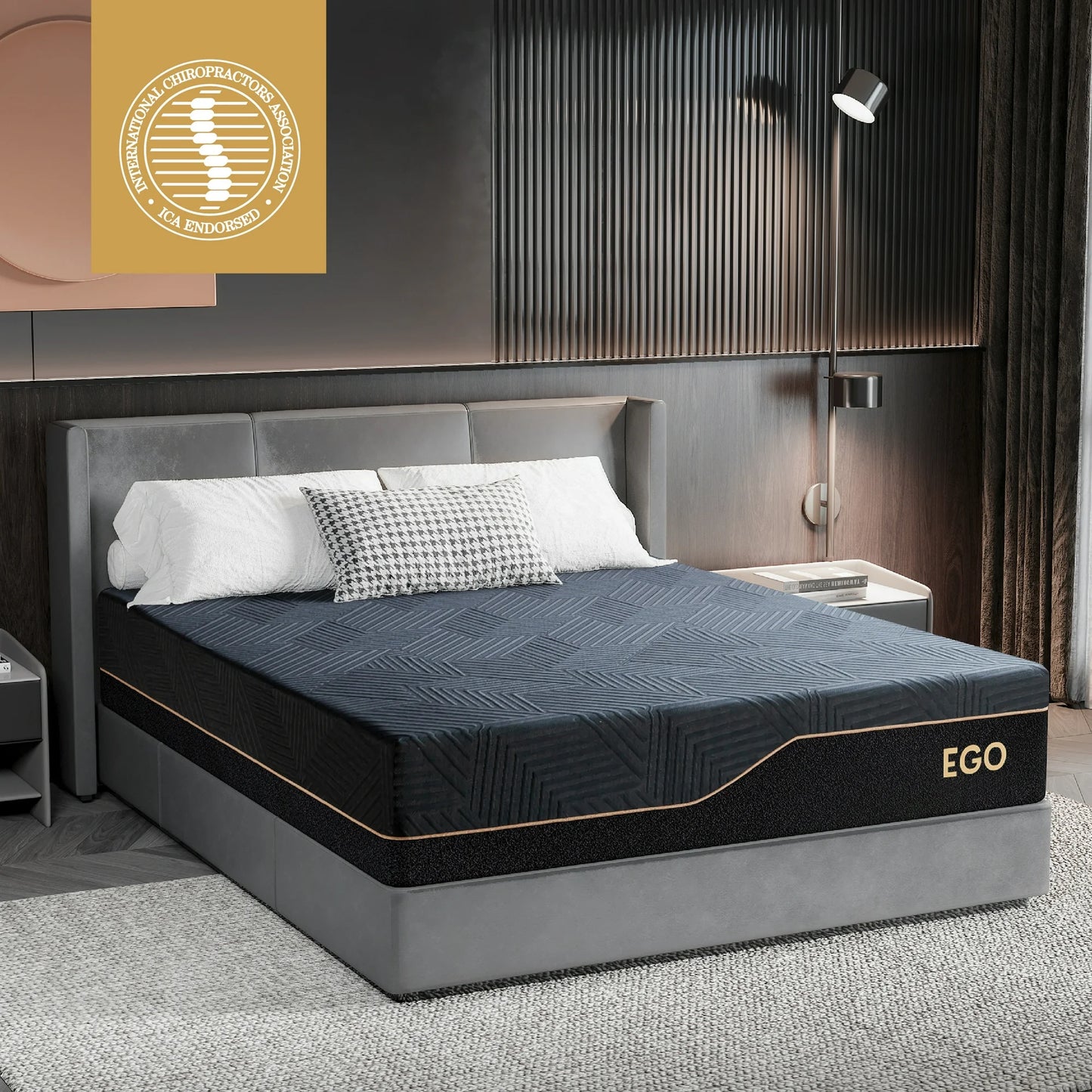 MLILY Ego Black 14 inch Queen Mattress, Cooling Gel Memory Foam Mattress in a box, Queen, Medium