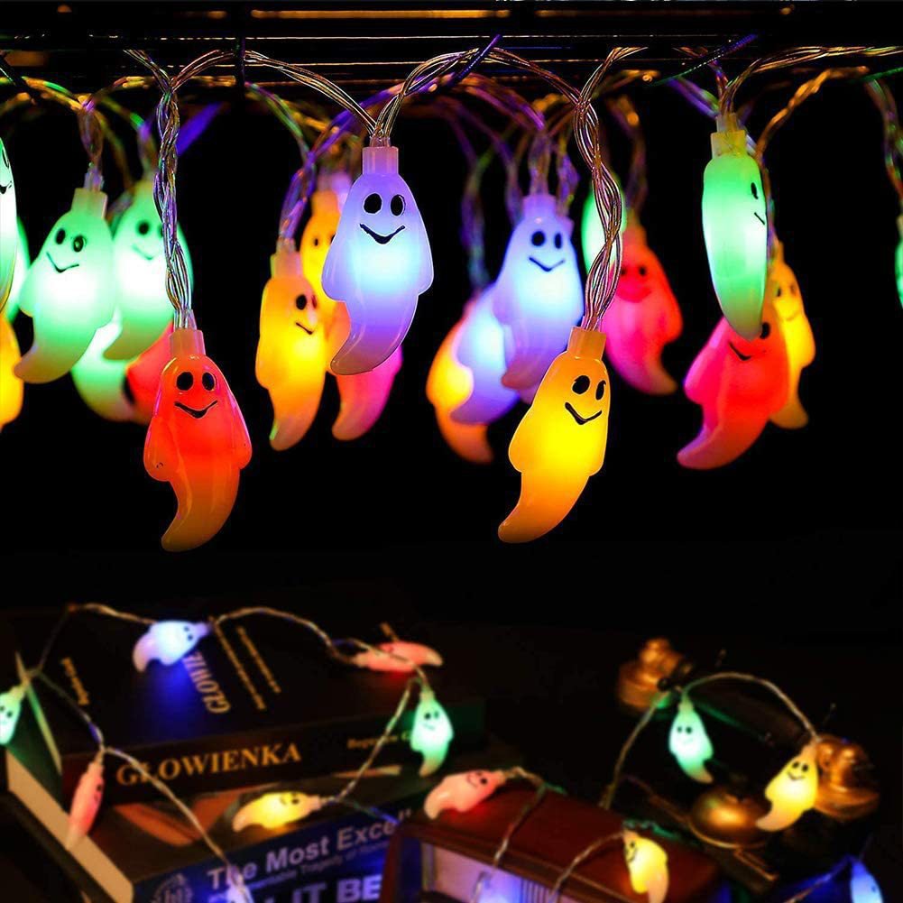 19.68 FT LED Ghost Light String -Halloween Funny Decoration Hanging Light 2 Lighting Modes 40LED Fit for Party Patio Indoor Outdoor Spooky Lights