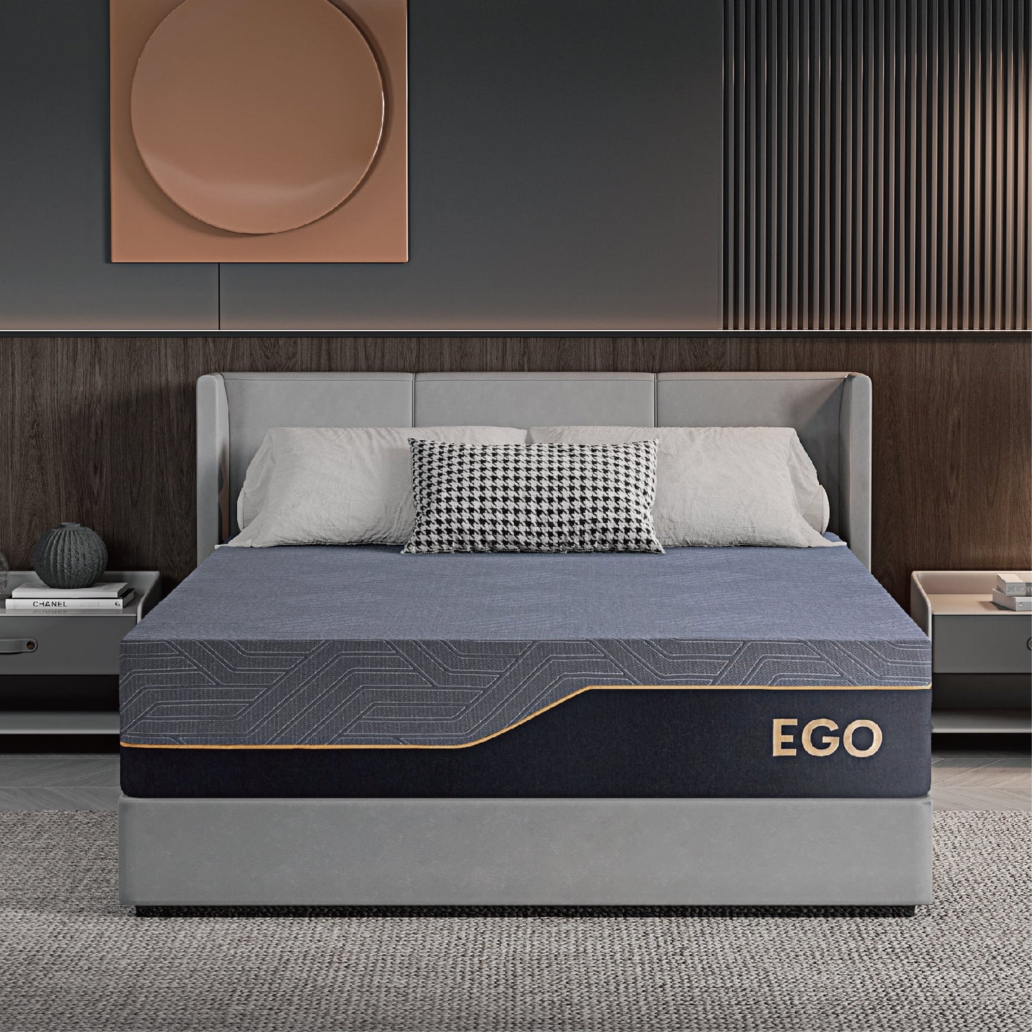 EGOHOME Ego Black 14 inch King Memory Foam Mattress, Gel Mattress in a Box, Medium Firm