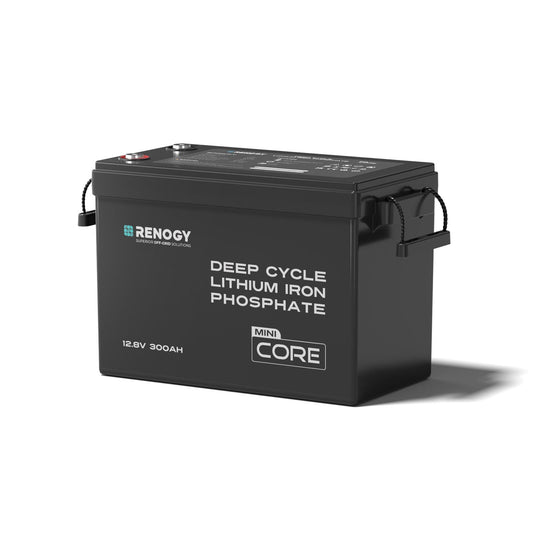 Renogy Core Mini 12V 300Ah LiFePO4 Lithium Battery, 5000+ Deep Cycle 200A BMS, Ultra-Compact Size Low-Temperature Protection for RV, Marine, Solar System