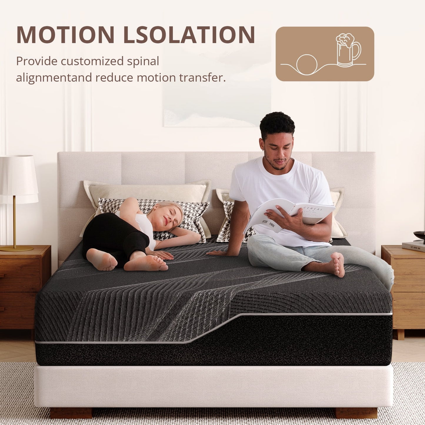 TechForma 14in Twin Gel Memory Foam Mattress in a box, Medium Firm, Black