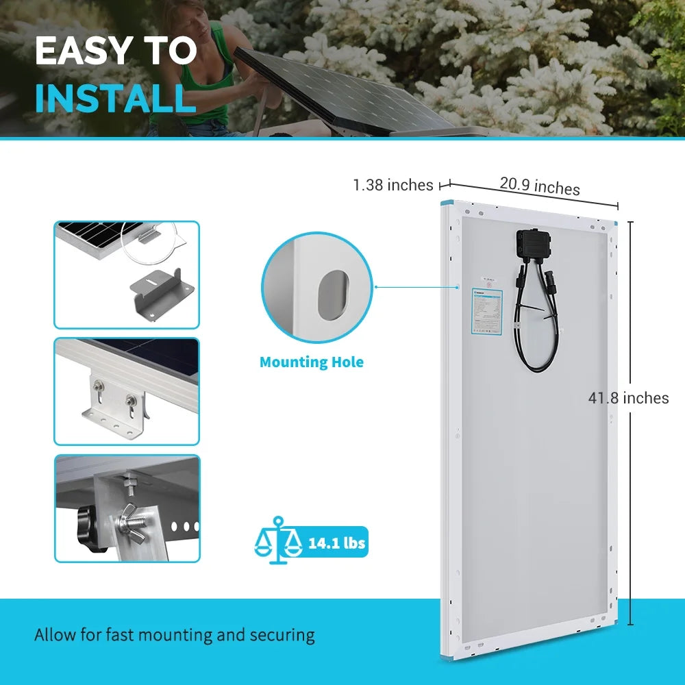 Renogy 100W Monocrystalline Solar Pannel Kit with 40A MPPT Charge Controller, High Efficiency System Expansion Wide Temperature Range