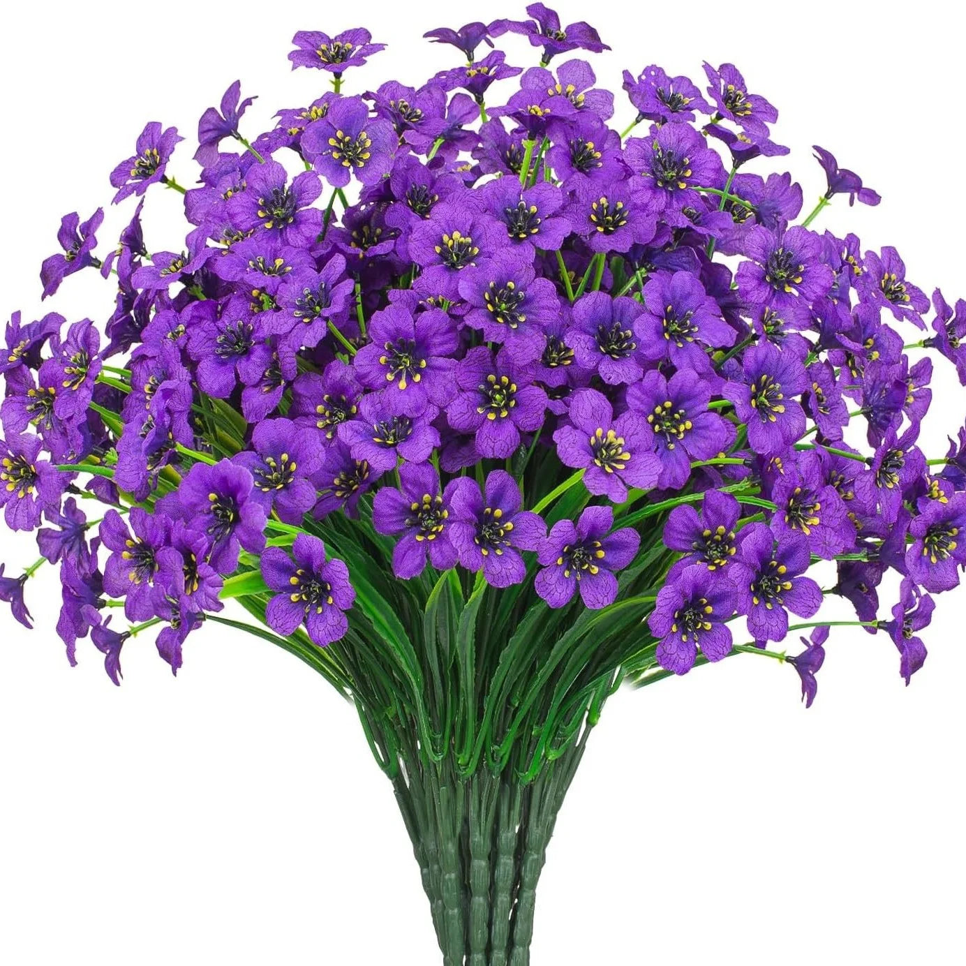 simeccom 24 Bundles Artificial Flowers Outdoor，Faux UV Resistant Fake Flowers Fake Plastic Plants Flower for Spring Summer Decoration for Outside Home Patio Garden Decor，Purple