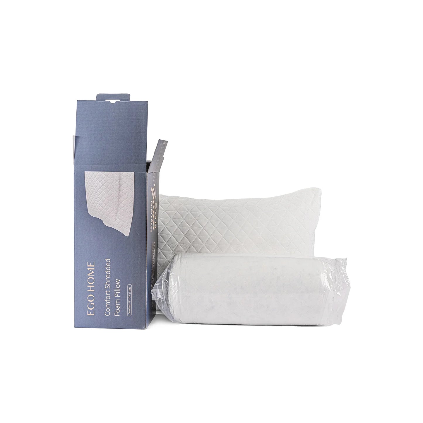 EGO HOME 2-Pack Bed Pillows, Shredded Memory Foam Pillows Set of 2, Standard Queen