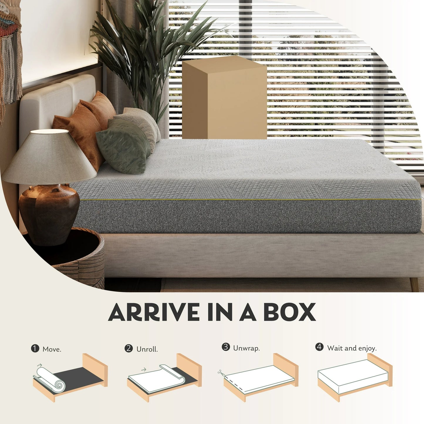 MLILY Ego Gray 14 inch Twin XL Size Mattress, Gel Memory Foam Mattress in a Box, Medium