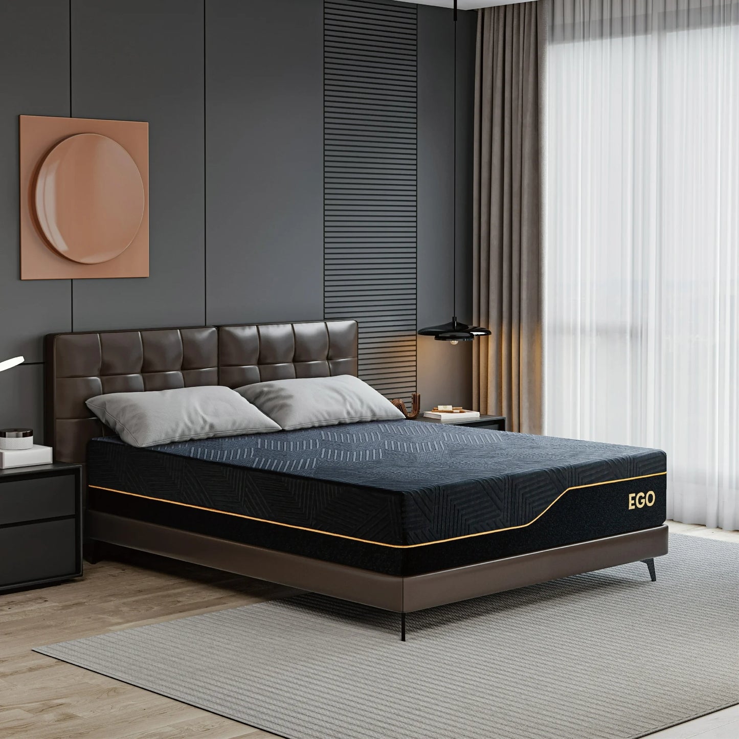 EGOHOME Ego Black 12 inch King Memory Foam Mattress, Cooling Gel Mattress in a Box, Medium Firm