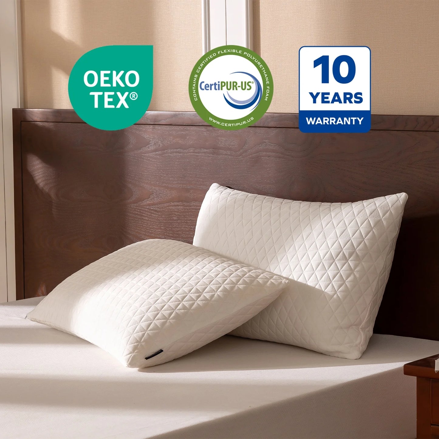 EGO HOME Single Adjustable Bed Pillow, Shredded Memory Foam Pillow, Standard Queen