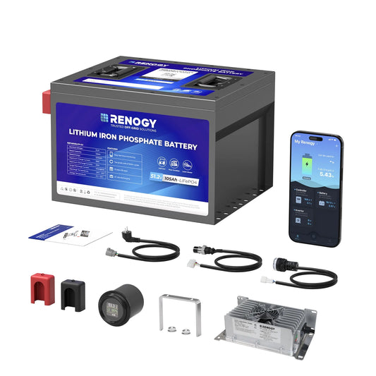 48V 105Ah Golf Cart Lithium Iron Phosphate Battery, Built-in Smart 220A BMS, with Monitor & APP, 4000+ Cycles LiFePO4 Battery, Max 10.7kW Power Output, 2C Discharge, Perfect for Golf Carts