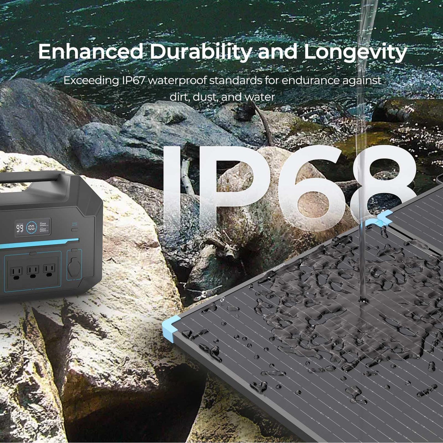 Renogy 16BB 220W Lightweight Solar Panel,IP68 Waterproof, Foldable Solar Panel for RV, Camping, Off-Grid, Fast Installation