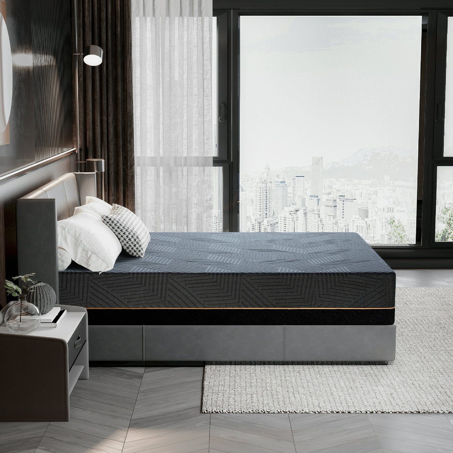 MLILY Ego Black 14 inch Cooling Gel Memory Foam Mattress, Twin XL Mattress in a Box