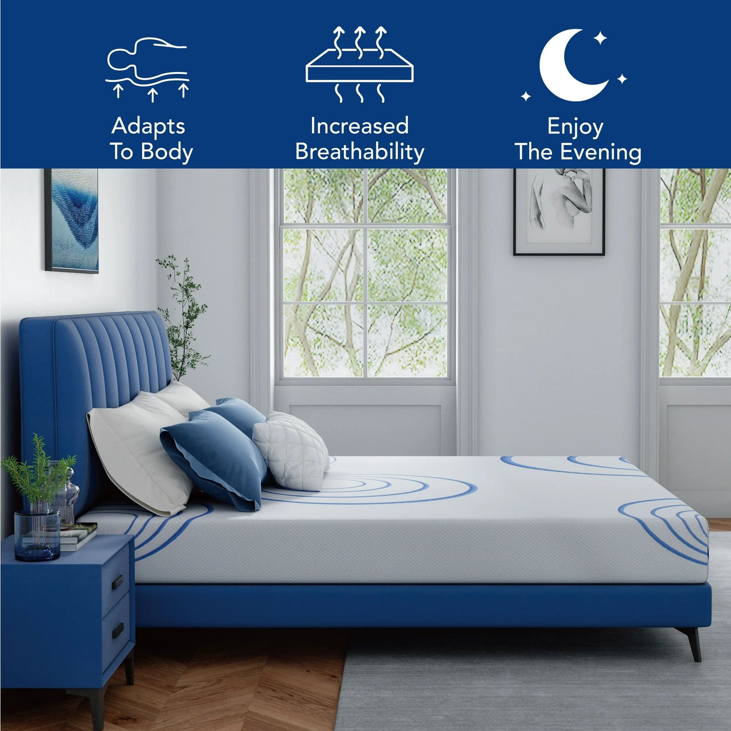 EGOHOME Charcoal 8" Gel Memory Foam Mattress,California King Mattress in a Box，Medium
