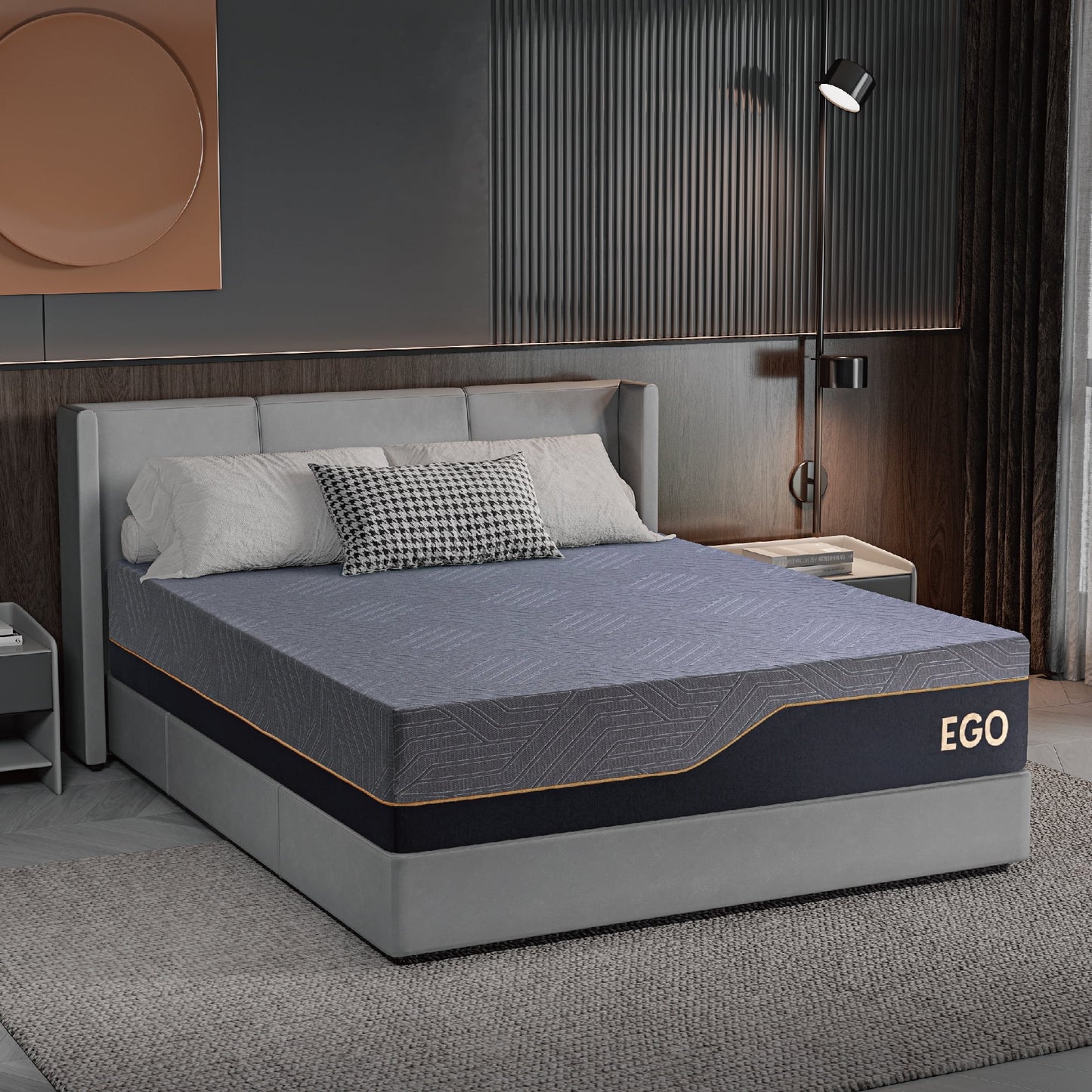 EGOHOME Ego Black 14 inch King Memory Foam Mattress, Gel Mattress in a Box, Medium Firm
