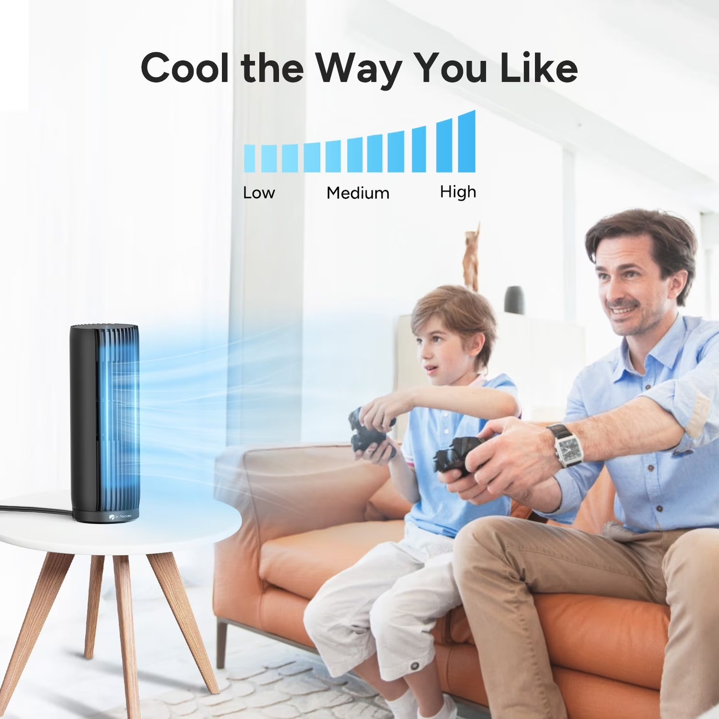 Dr. Prepare 12.7" Bladeless Tower Desk Fan with Remote, Quiet 28 dB Table Fan for Bedroom