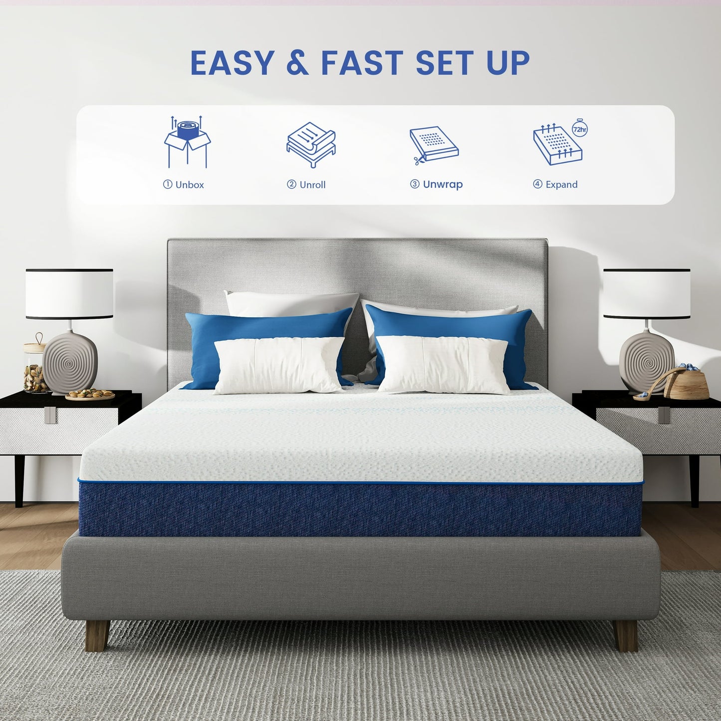 Subfun 10 inch Full Memory Foam Mattress, Triple-Layer Cooling, Orthopedic Support, CertiPUR-US Certified