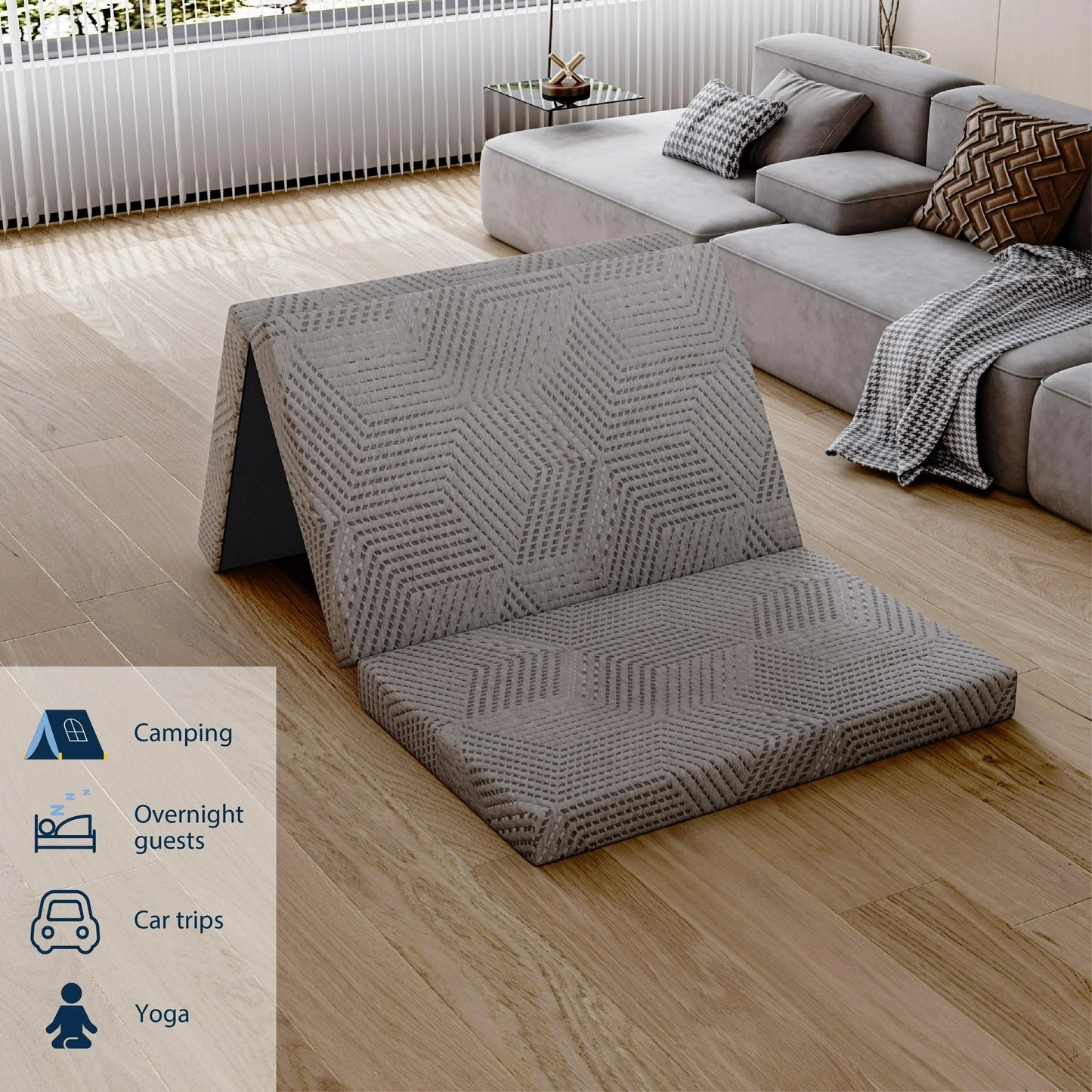 MLILY 4" Tri-folding Memory Foam Mattress, Full