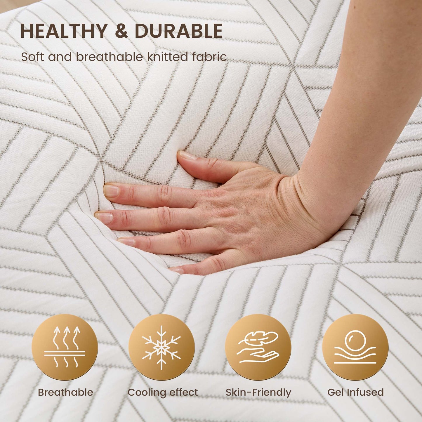 Subfun 14" Queen Mattress Removable Cover Memory Foam Mattress, Medium, CertiPUR-US® Certified