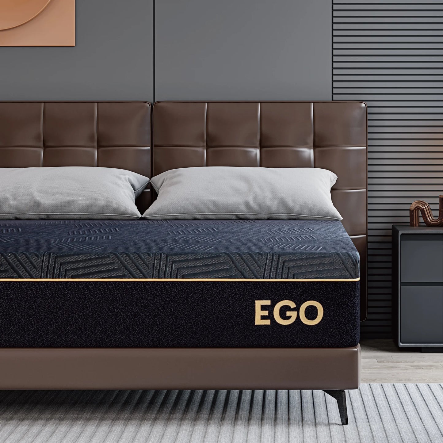EGOHOME Ego Black 12 inch King Memory Foam Mattress, Cooling Gel Mattress in a Box, Medium Firm