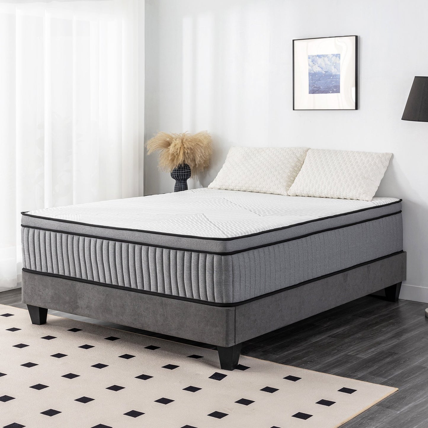 EGOHOME Sleep 14 inch Twin Hybrid Mattress in a Box, Cooling Gel Infused Memory Foam, Pocket Spring
