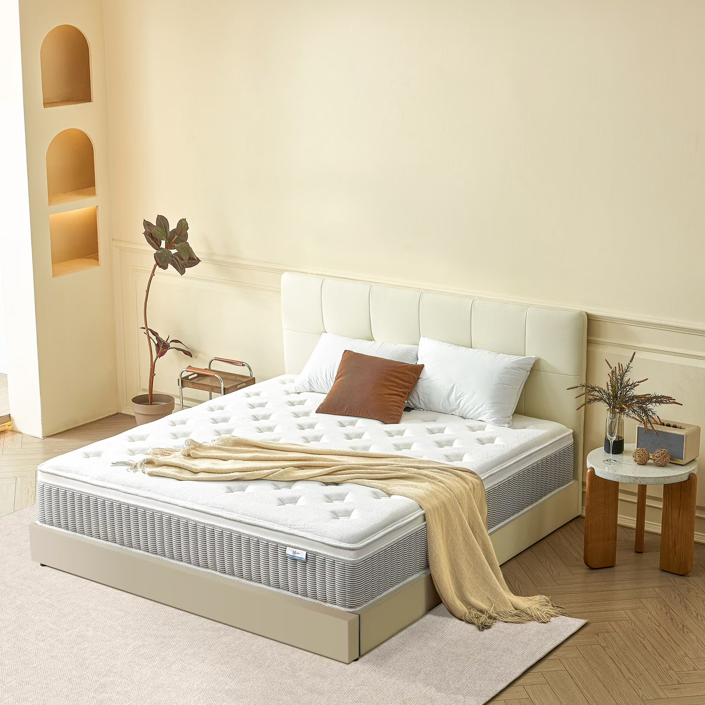 Volantica 12 Inch Full Size Mattress in a Box, Hybrid Mattress with Individual Pocket Spring, Pressure Relief, Motion Isolation, Medium Firm , CertiPUR-US Certified