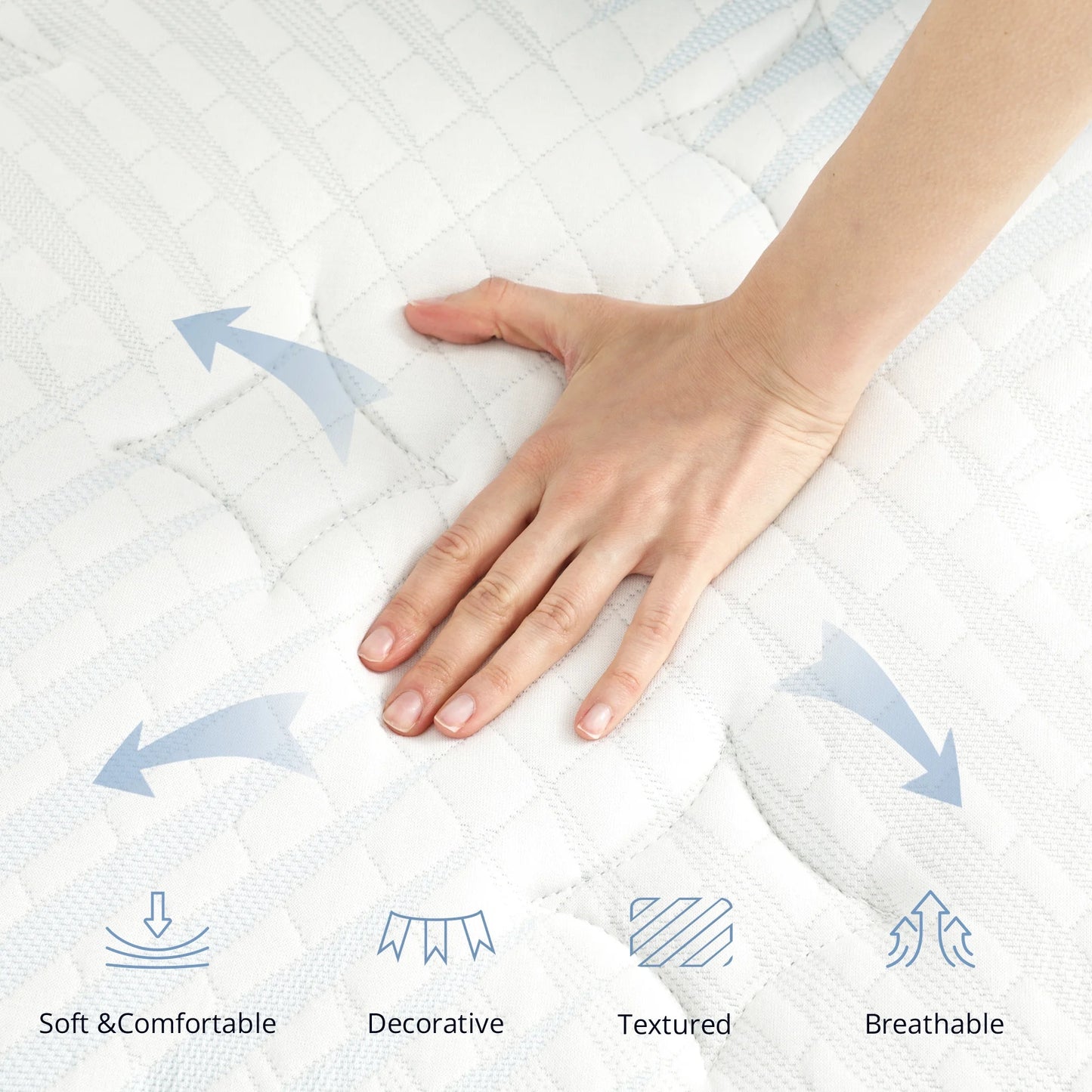 EGOHOME 10 inch Queen Hybrid Mattress, Pocketed Springs, Medium, Pressure Relief, Reinforced Edge, Mattress in a Box