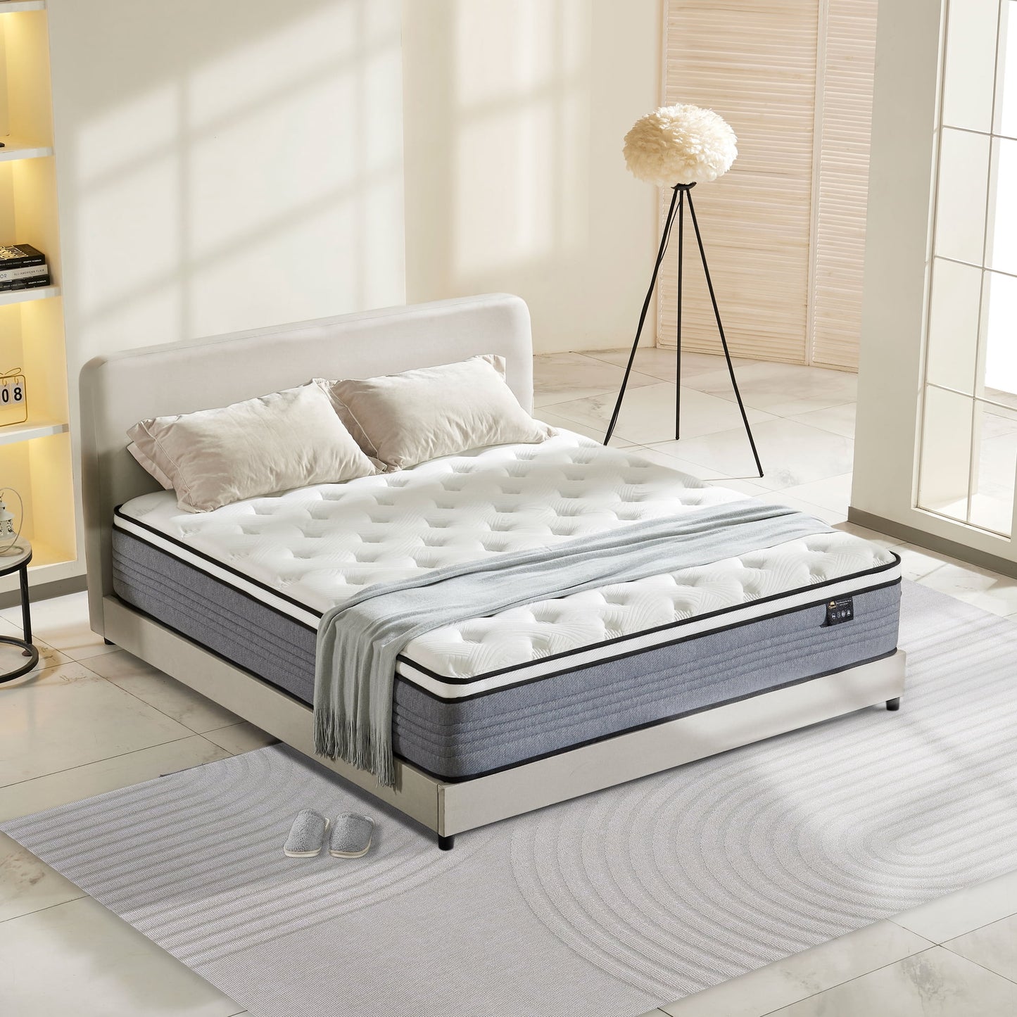 Giovanly 12 inch Hybrid Mattress Full Size Medium Firm, Memory Foam and Individually Wrapped Pocket Coils Mattresses with Motion Isolation & Edge Support, Mattress in a Box, CertiPUR-US Certified
