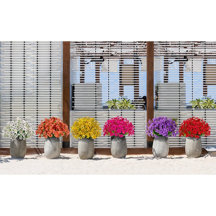 simeccom 24 Bundles Artificial Flowers Outdoor，Faux UV Resistant Fake Flowers Fake Plastic Plants Flower for Spring Summer Decoration for Outside Home Patio Garden Decor，Purple