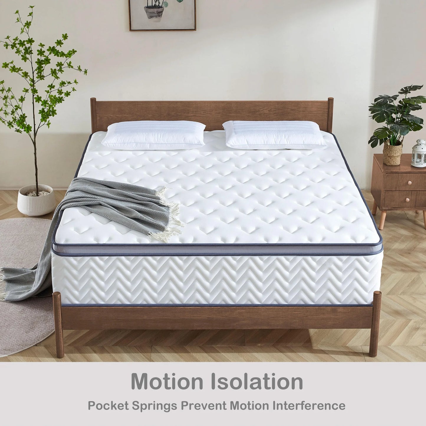 RODREAMY 12 inch Full Mattress Hybrid Mattresses in a Box with Supportive Medium Firm Pocket Coils and Memory Foam, Pressure Relief, Motion Isolation, CertiPUR-US