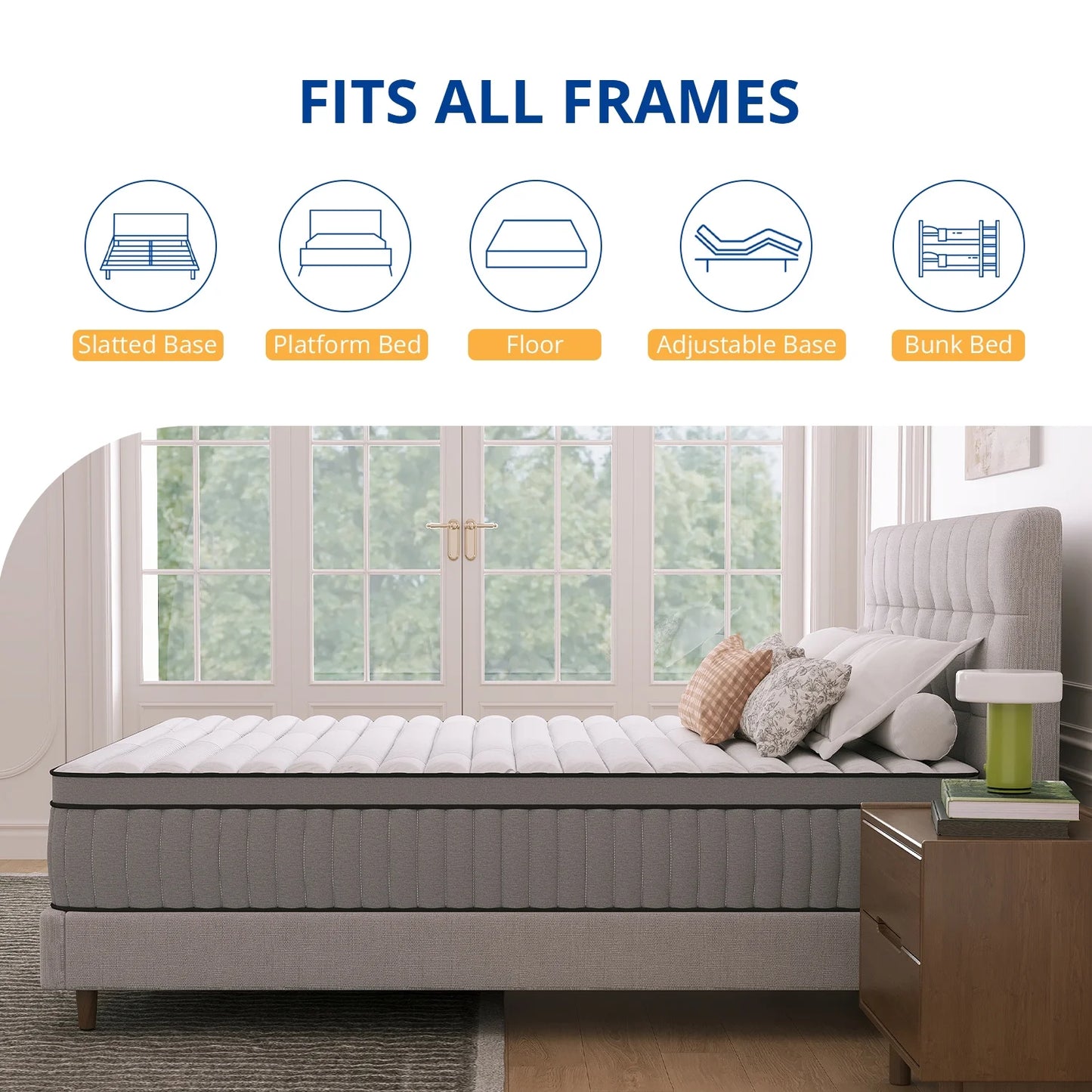 EGOHOME 10 inch King Size Hybrid Mattress in a Box, Cooling Gel Infused Memory Foam, Pocket Spring